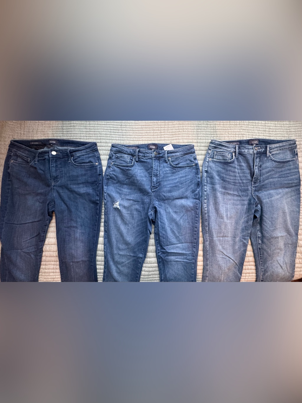3 Pairs Nydj Women's Sz 10 Blue High-Rise Slim Jeans
